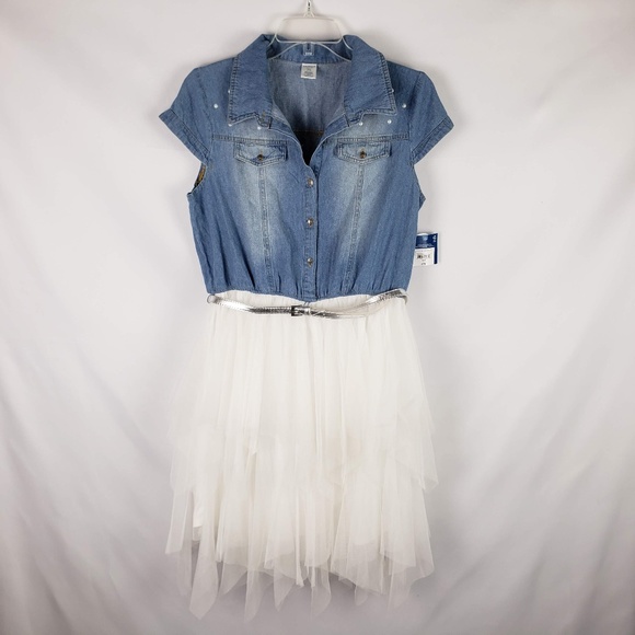 denim tulle dress